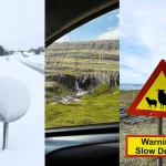 collage de tres imágenes conducir en Islandia