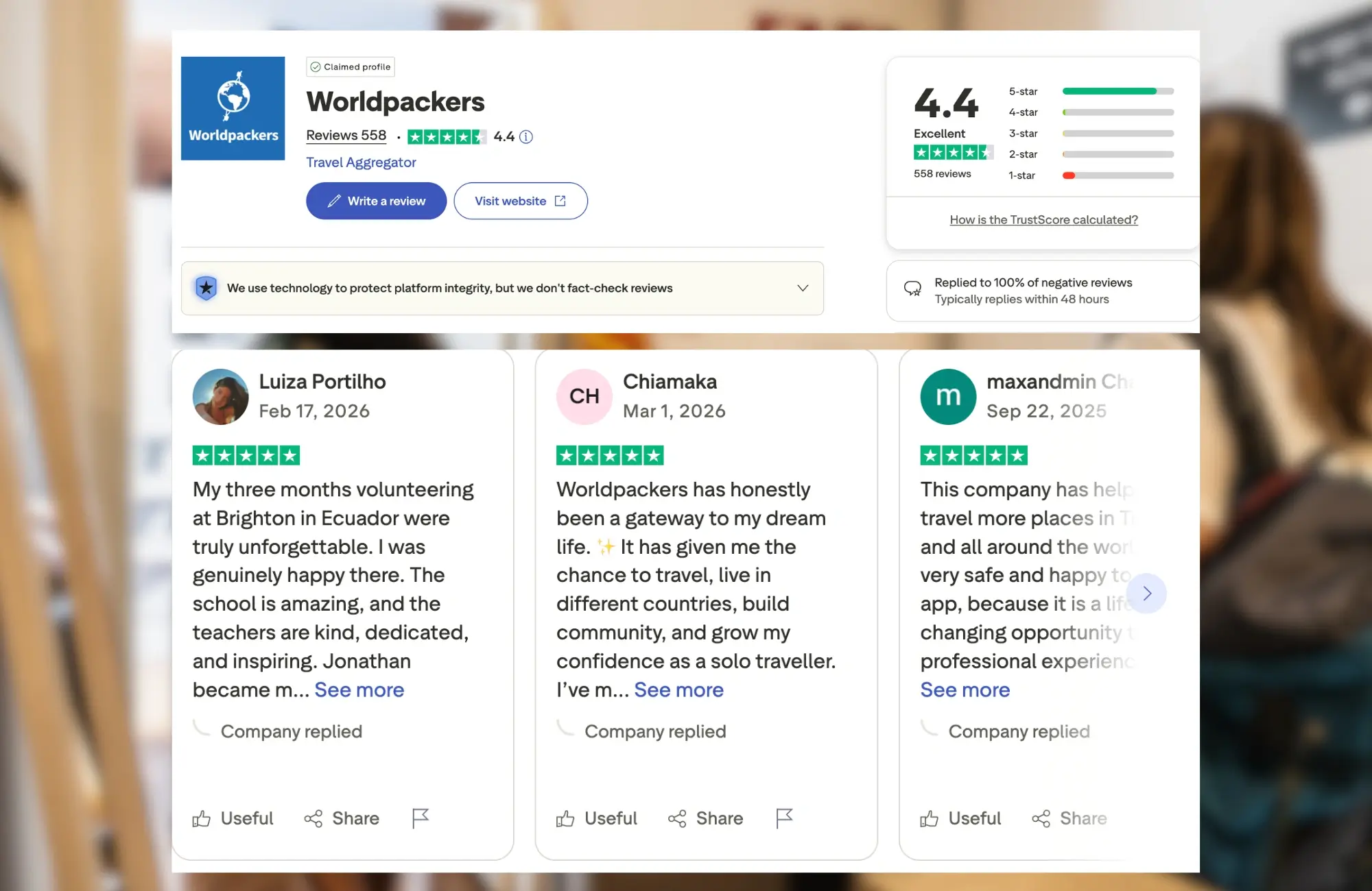opiniones-worldpackers-trustpilot opiniones Worldpackers en trustpilot