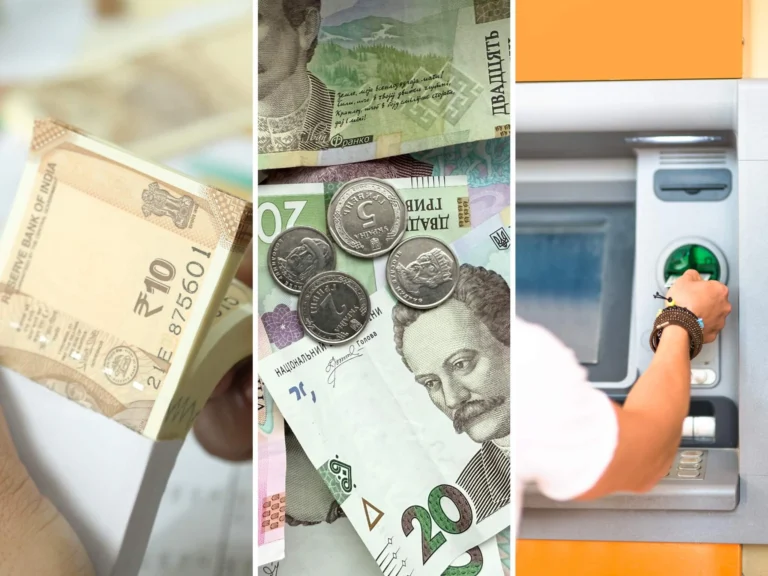 billetes y monedas en diferentes divisas