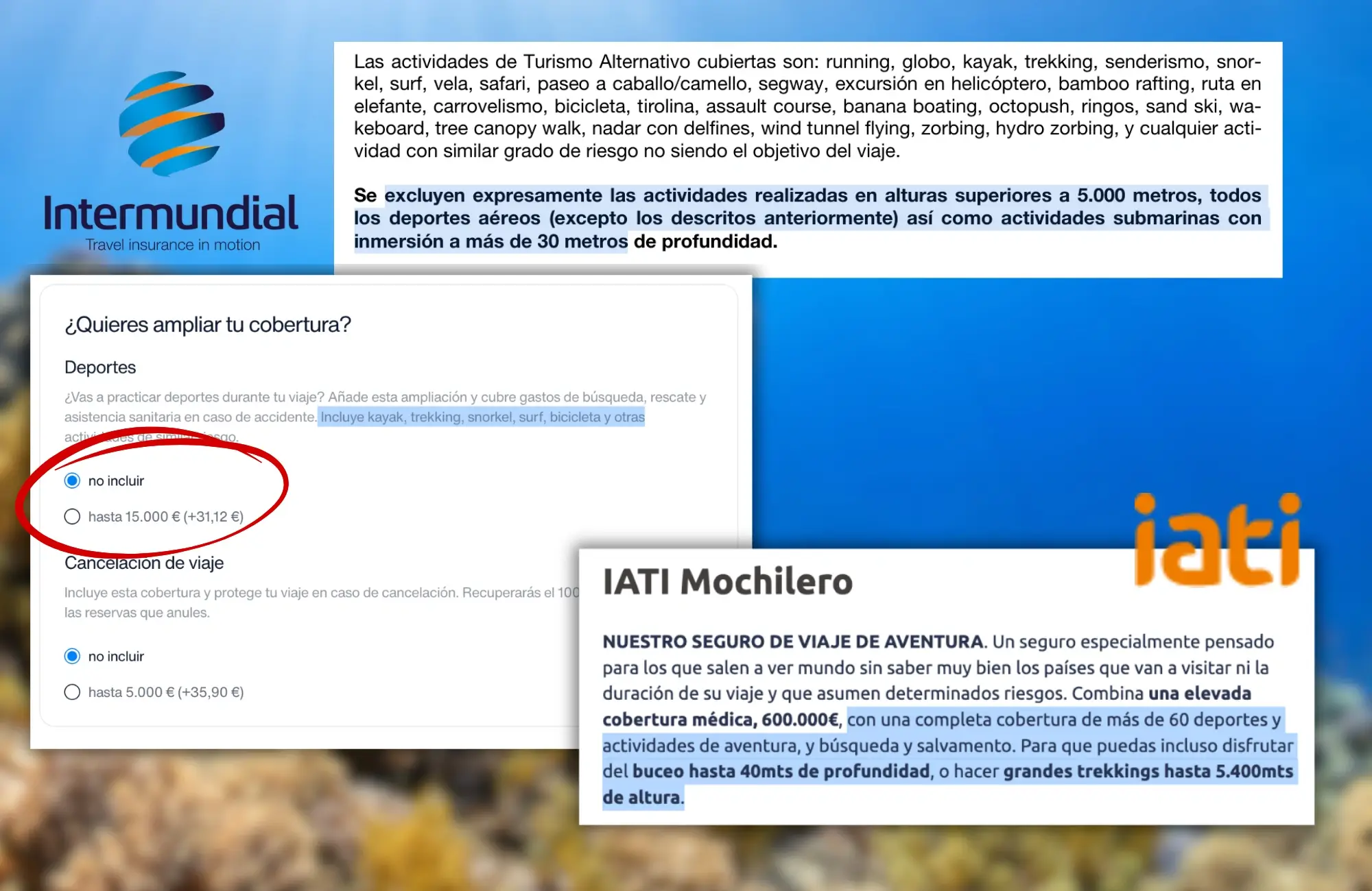 mejores-polizas-viajes-aventura Extra para deportes de aventura en los seguros de viaje