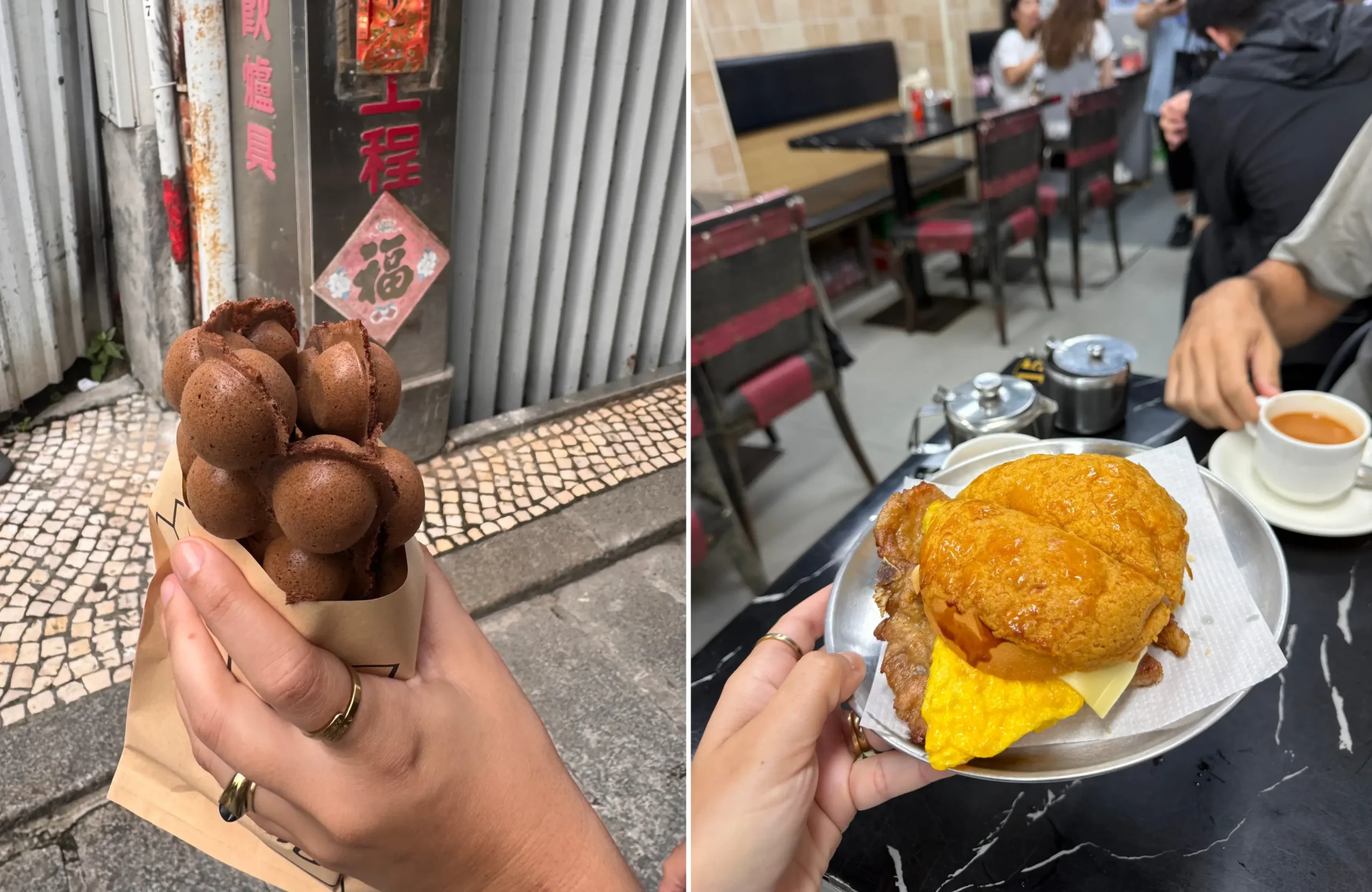 comida-tipica-macao egg waffle y pork chop bun